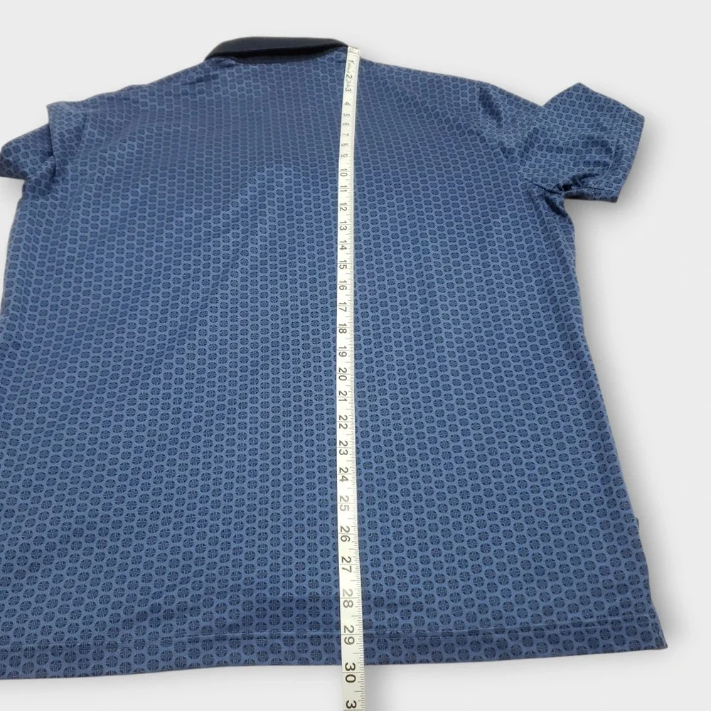 Mizzen+Main‎ Mens Contrast Collar Polo Classic Blue Geometric Print Shirt Medium